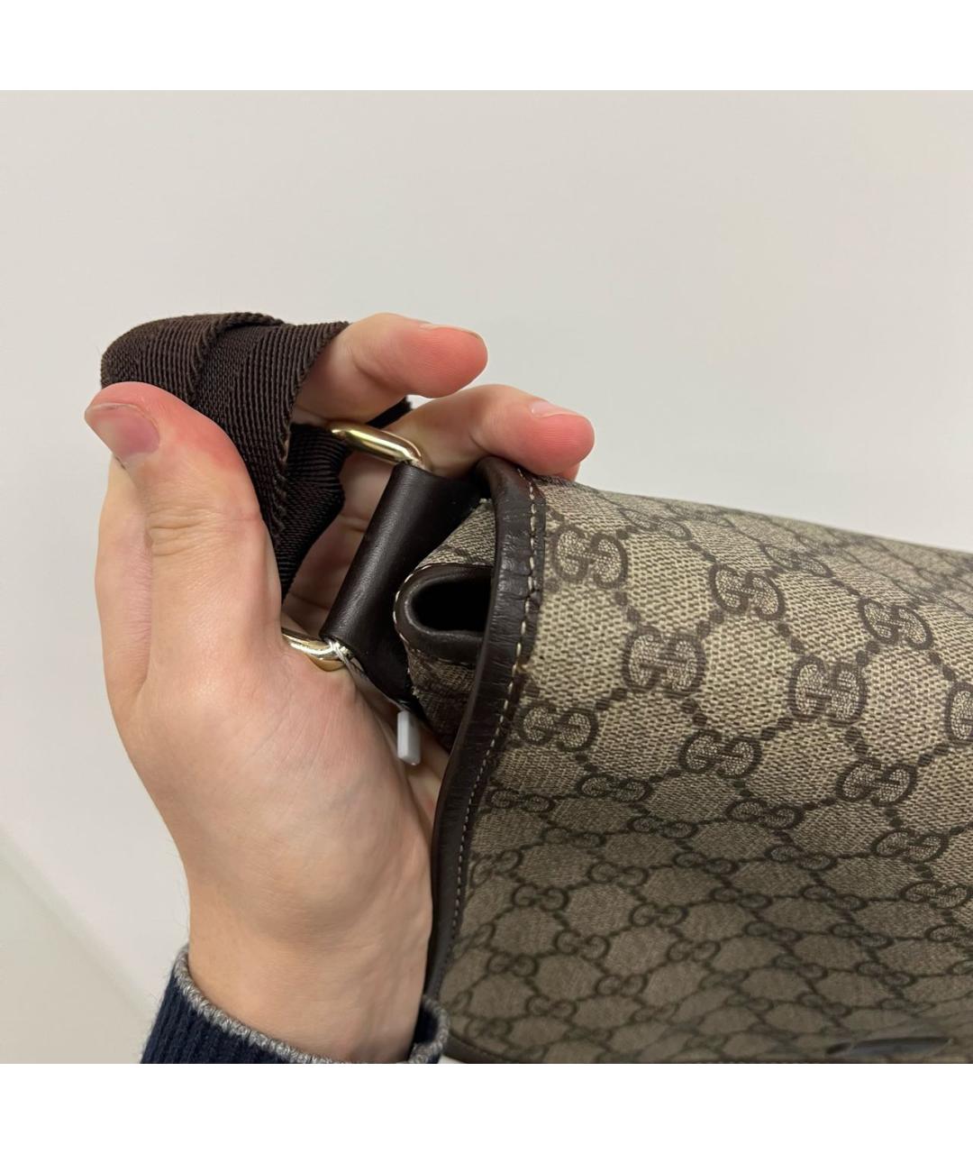 GUCCI Коричневая тканевая сумка на плечо, фото 6