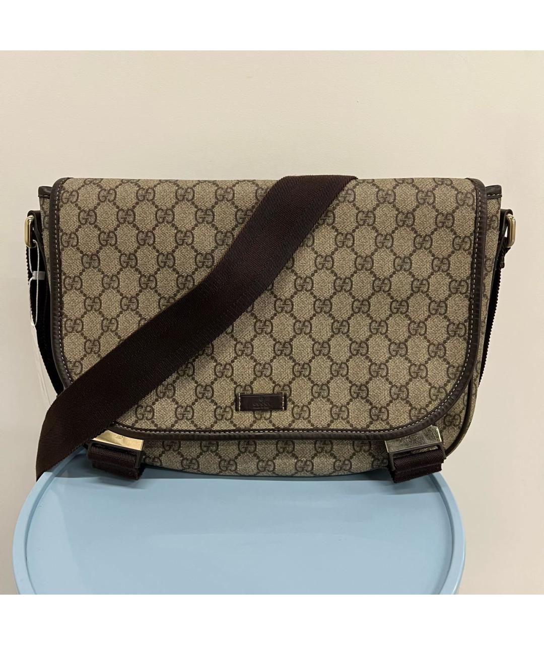 GUCCI Коричневая тканевая сумка на плечо, фото 9