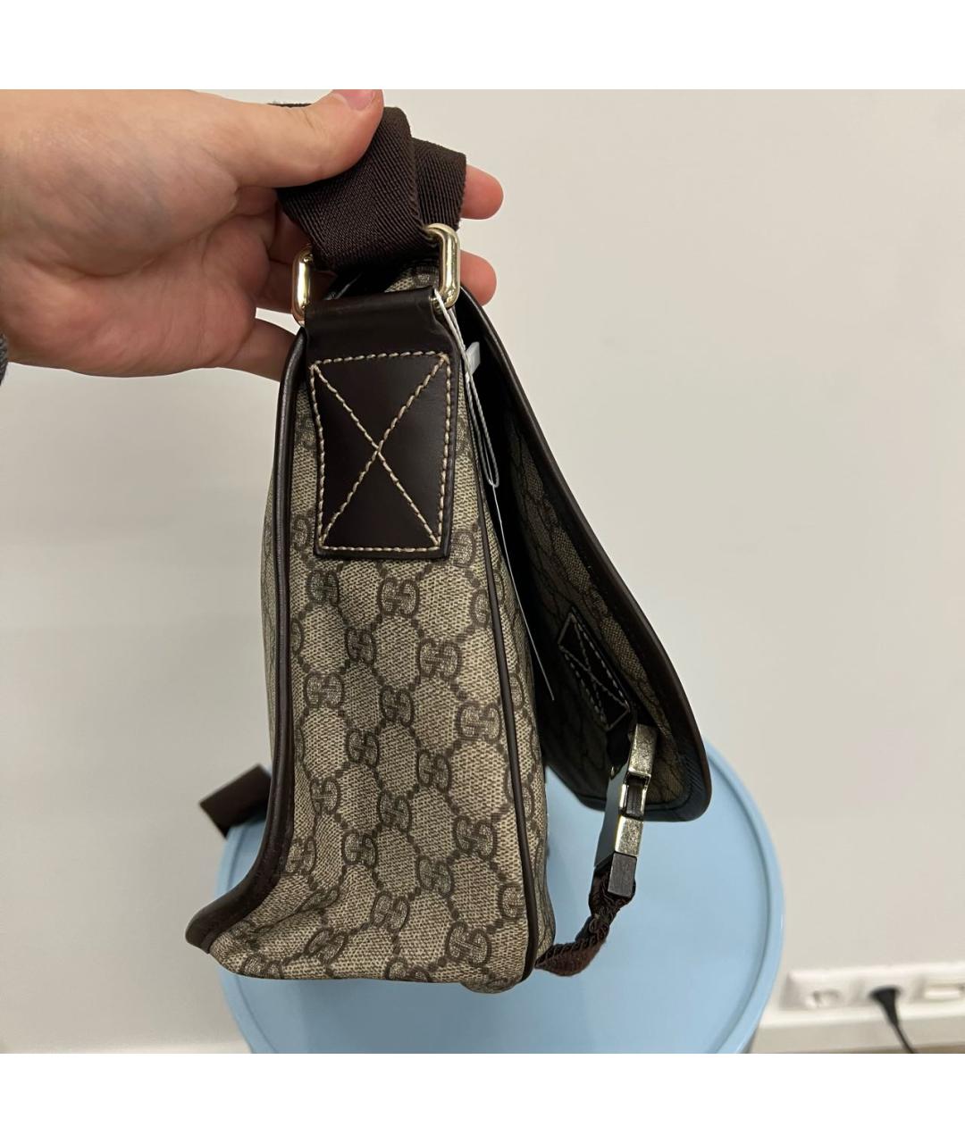 GUCCI Коричневая тканевая сумка на плечо, фото 3