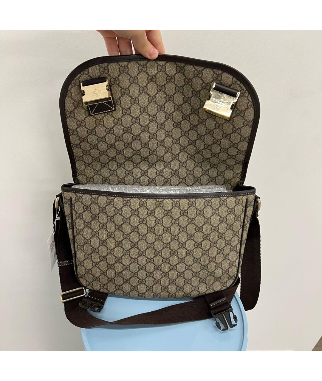 GUCCI Коричневая тканевая сумка на плечо, фото 5