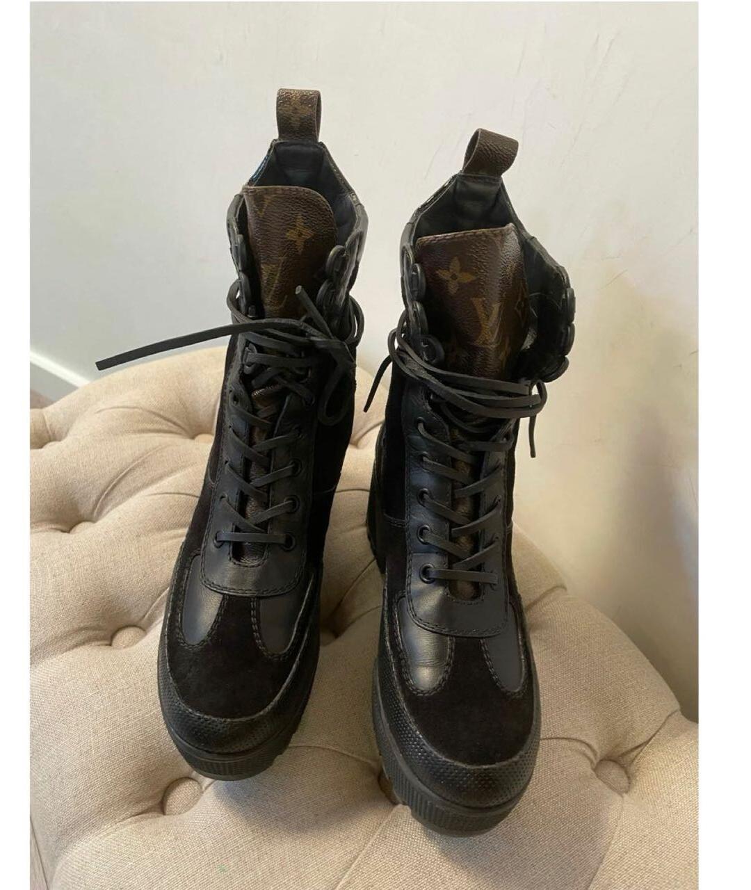 LOUIS VUITTON Черные кожаные ботинки, фото 5