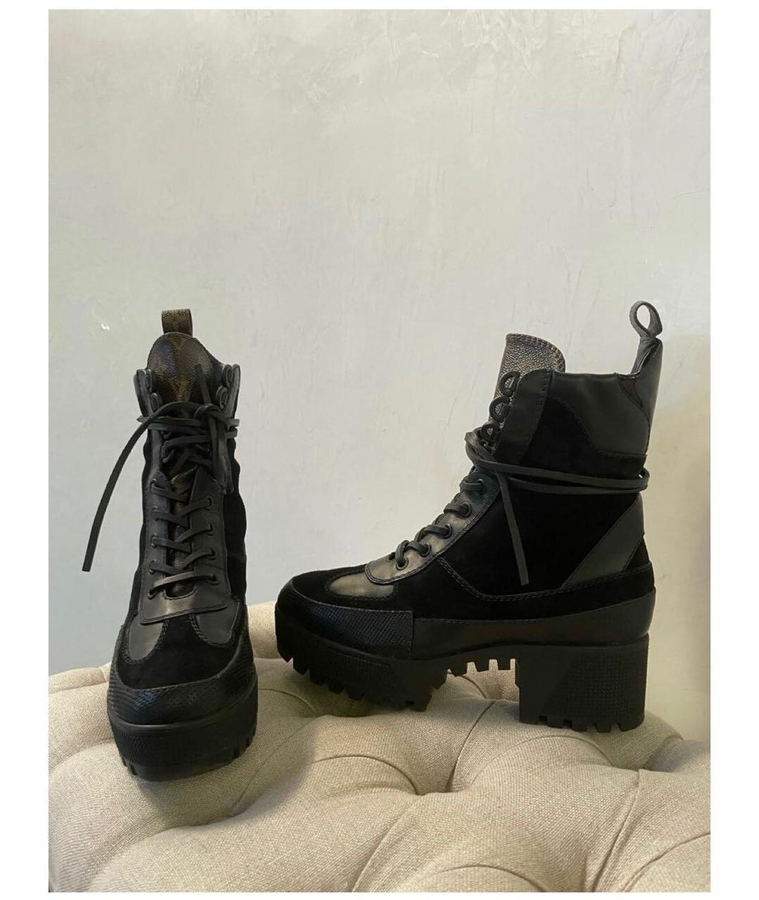 LOUIS VUITTON Черные кожаные ботинки, фото 4