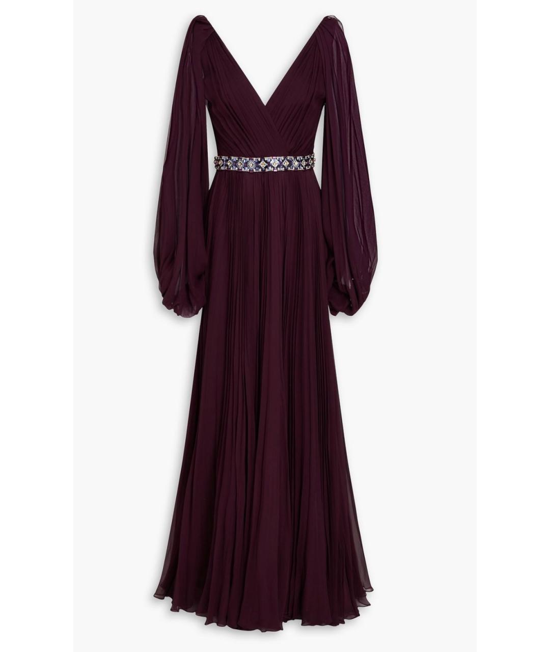 JENNY PACKHAM Бордовое шелковое коктейльное платье, фото 5