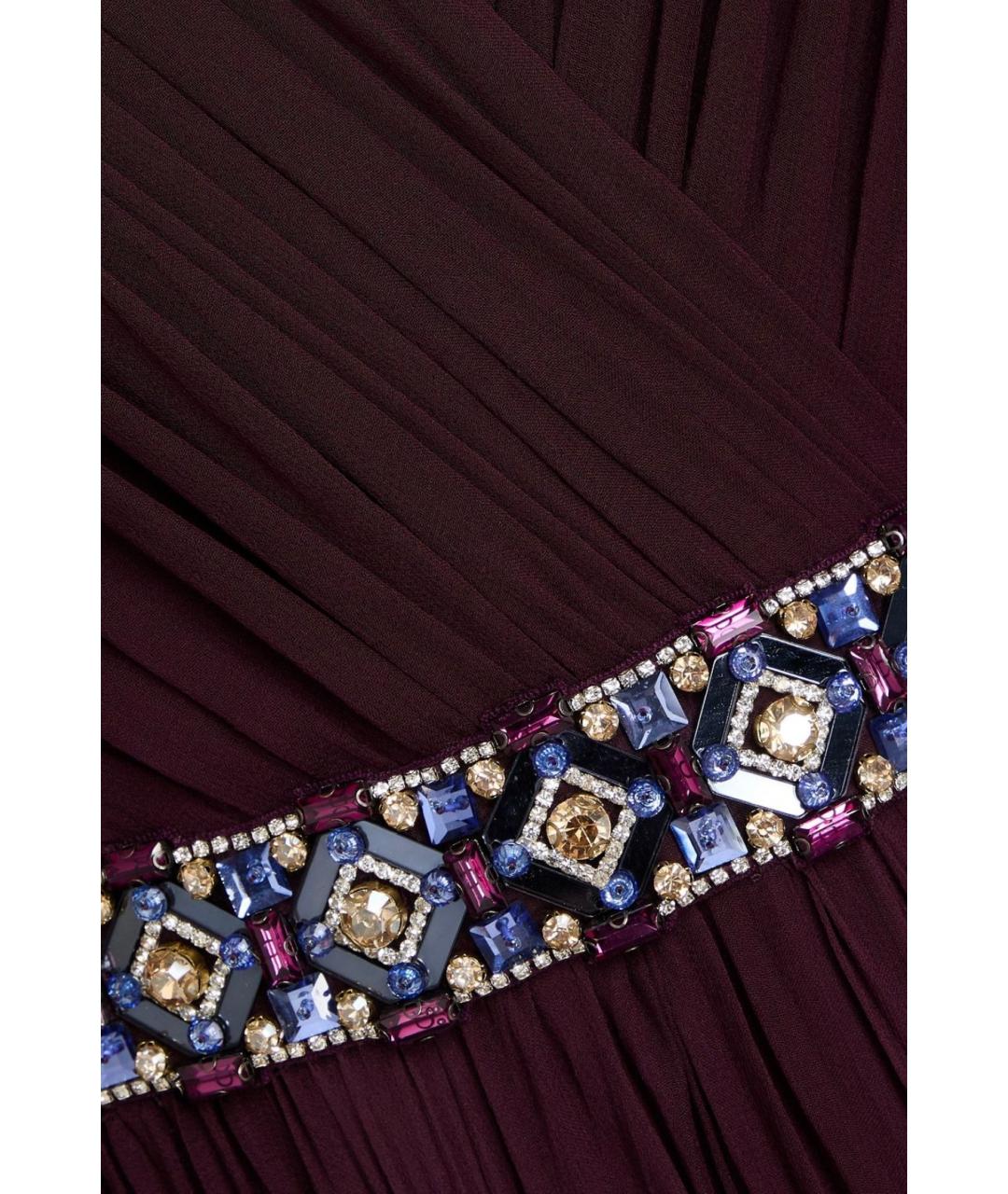 JENNY PACKHAM Бордовое шелковое коктейльное платье, фото 4