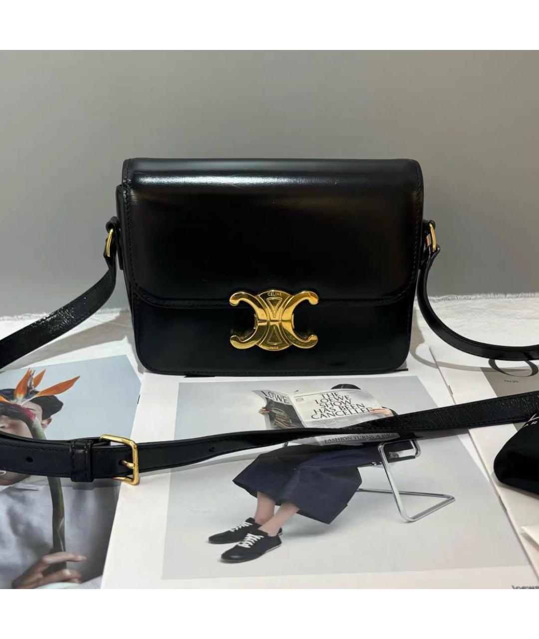CELINE Черная кожаная сумка через плечо, фото 9