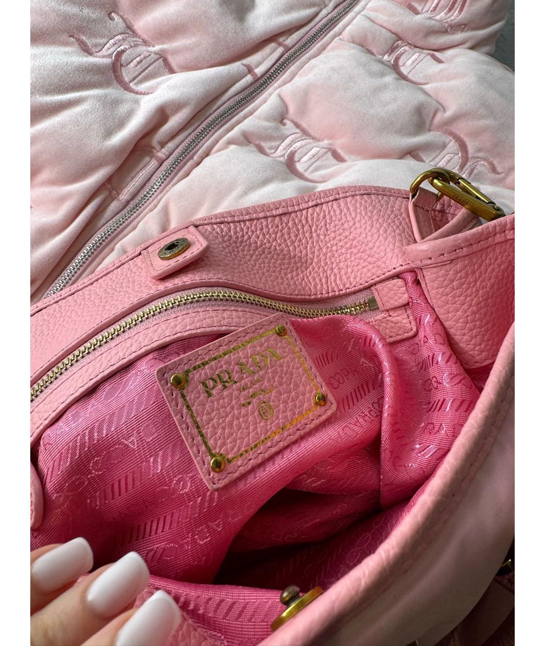 PRADA Розовая кожаная сумка через плечо, фото 6