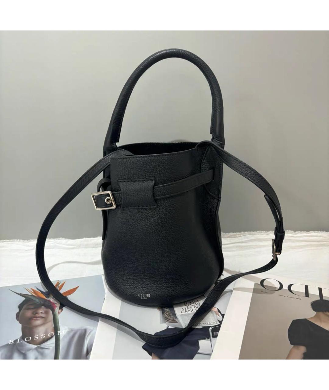 CELINE Черная кожаная сумка с короткими ручками, фото 9