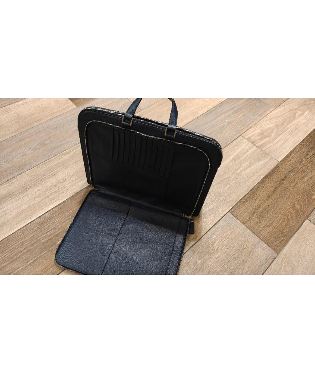 PRADA Темно-синий кожаный портфель, фото 4