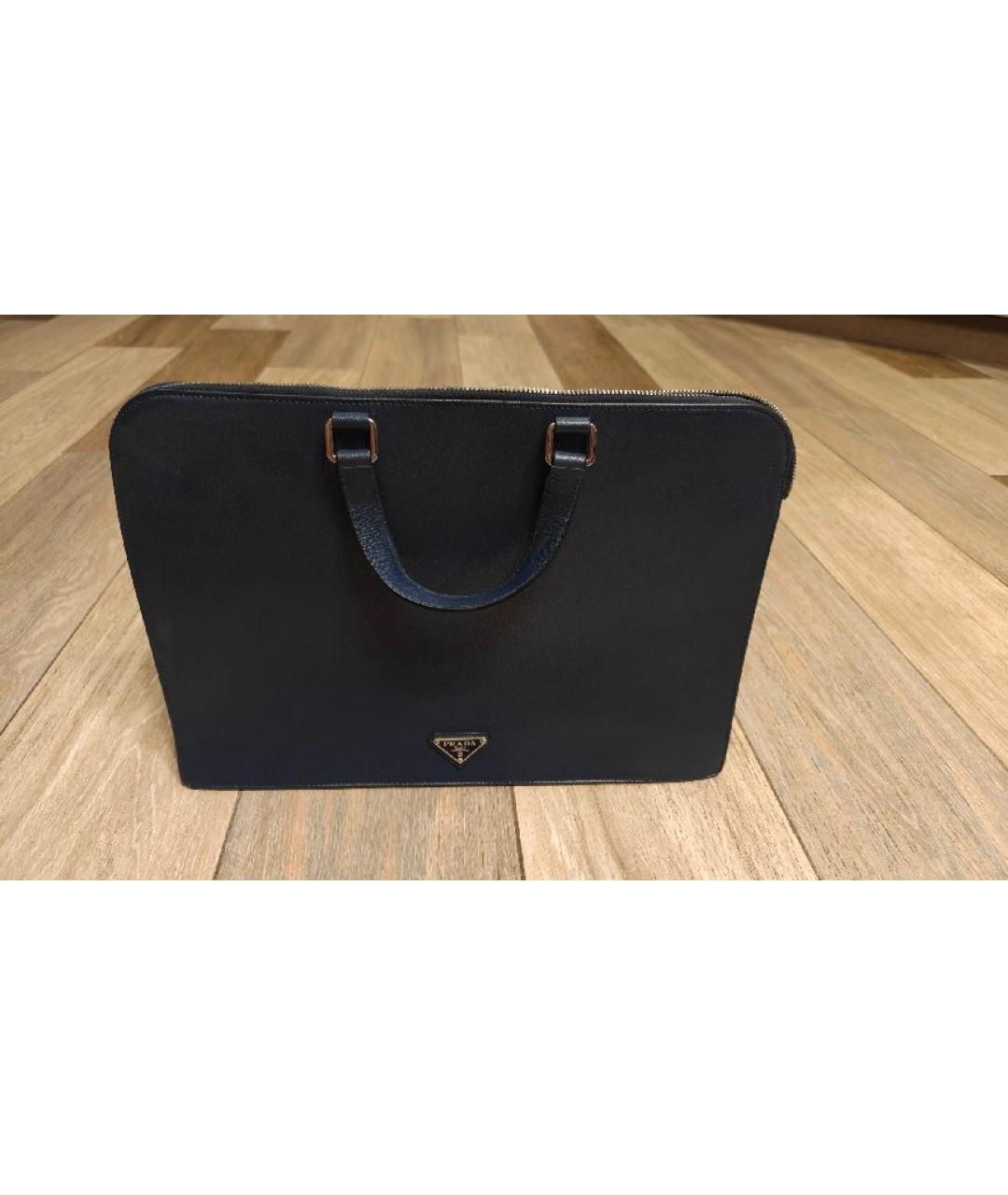 PRADA Темно-синий кожаный портфель, фото 5