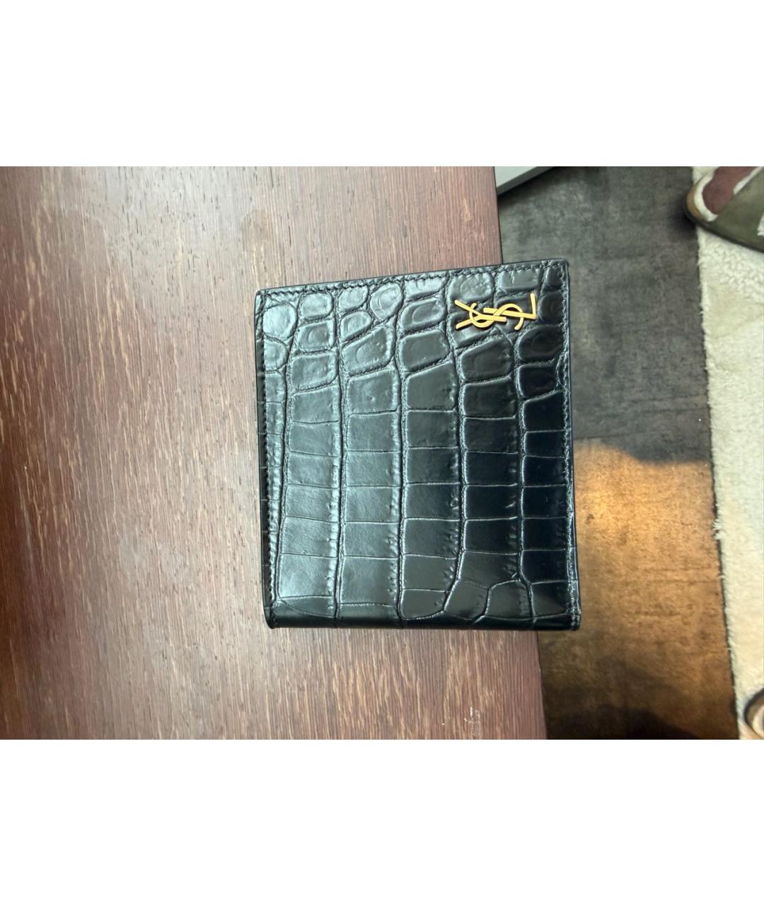 SAINT LAURENT Черный кожаный кошелек, фото 3