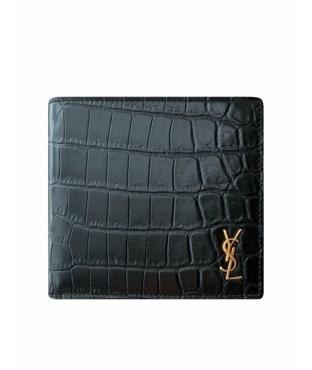 SAINT LAURENT Черный кожаный кошелек, фото 1