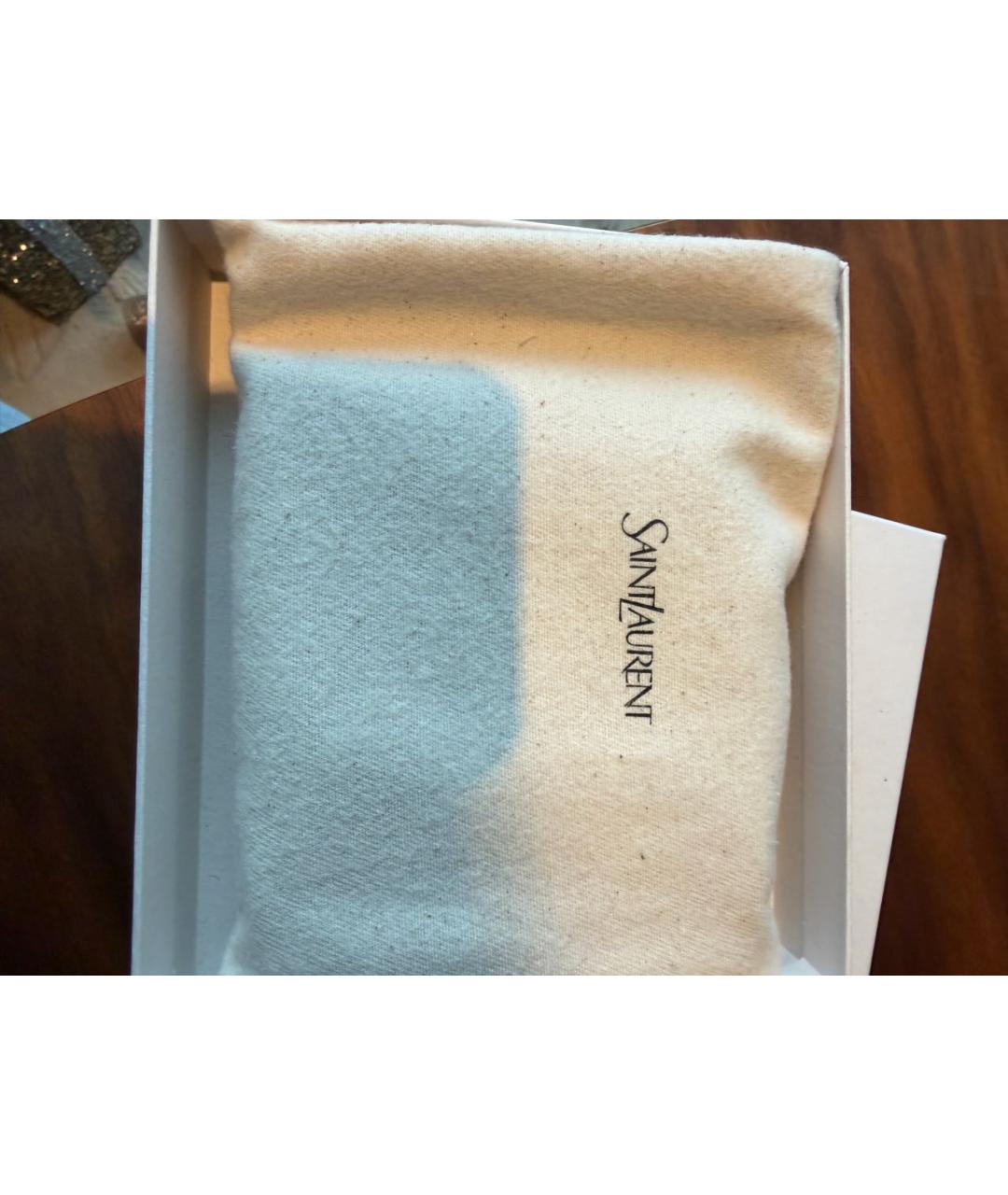 SAINT LAURENT Черный кожаный кошелек, фото 6