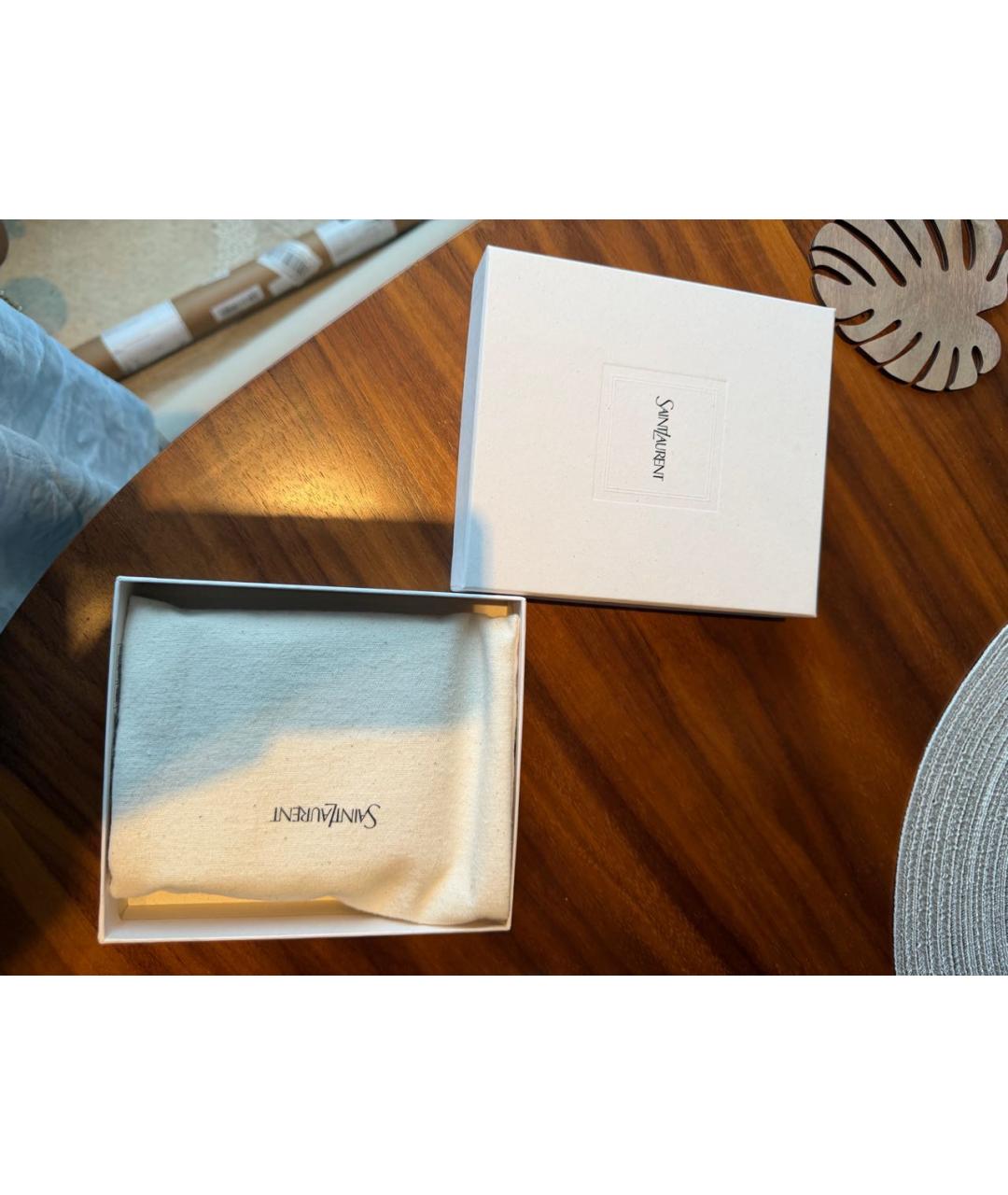 SAINT LAURENT Черный кожаный кошелек, фото 7