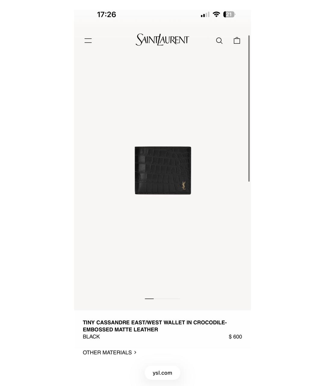 SAINT LAURENT Черный кожаный кошелек, фото 8