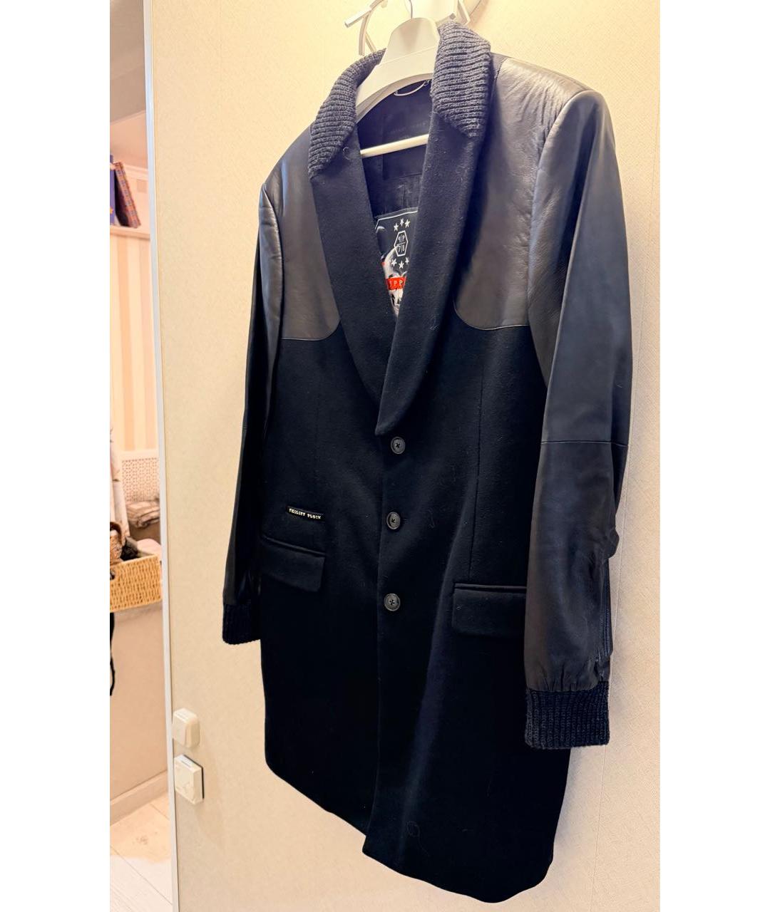 PHILIPP PLEIN Черное шерстяное пальто, фото 9