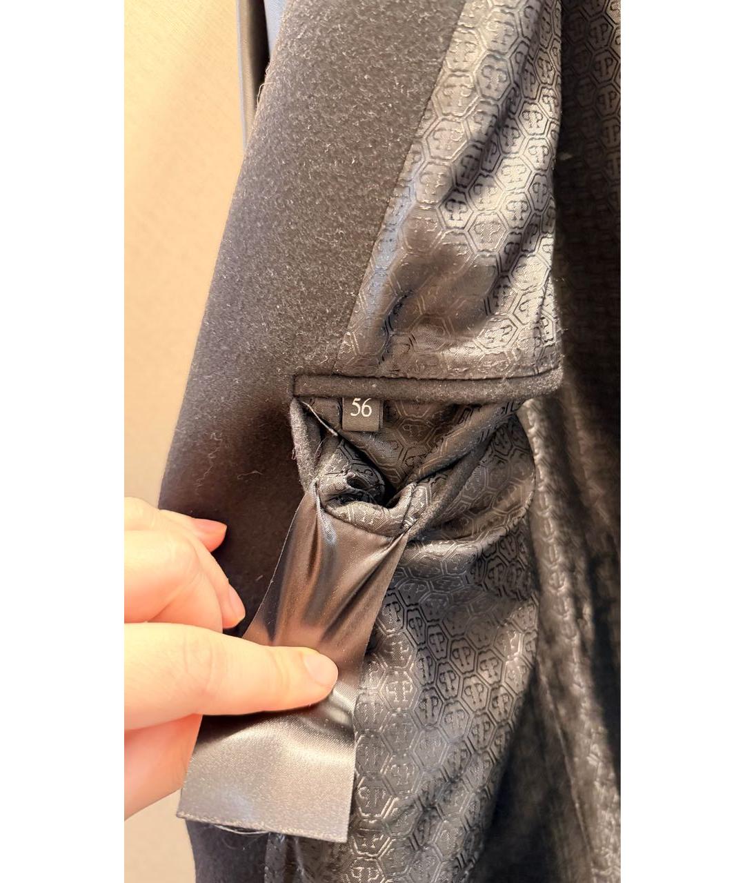 PHILIPP PLEIN Черное шерстяное пальто, фото 7