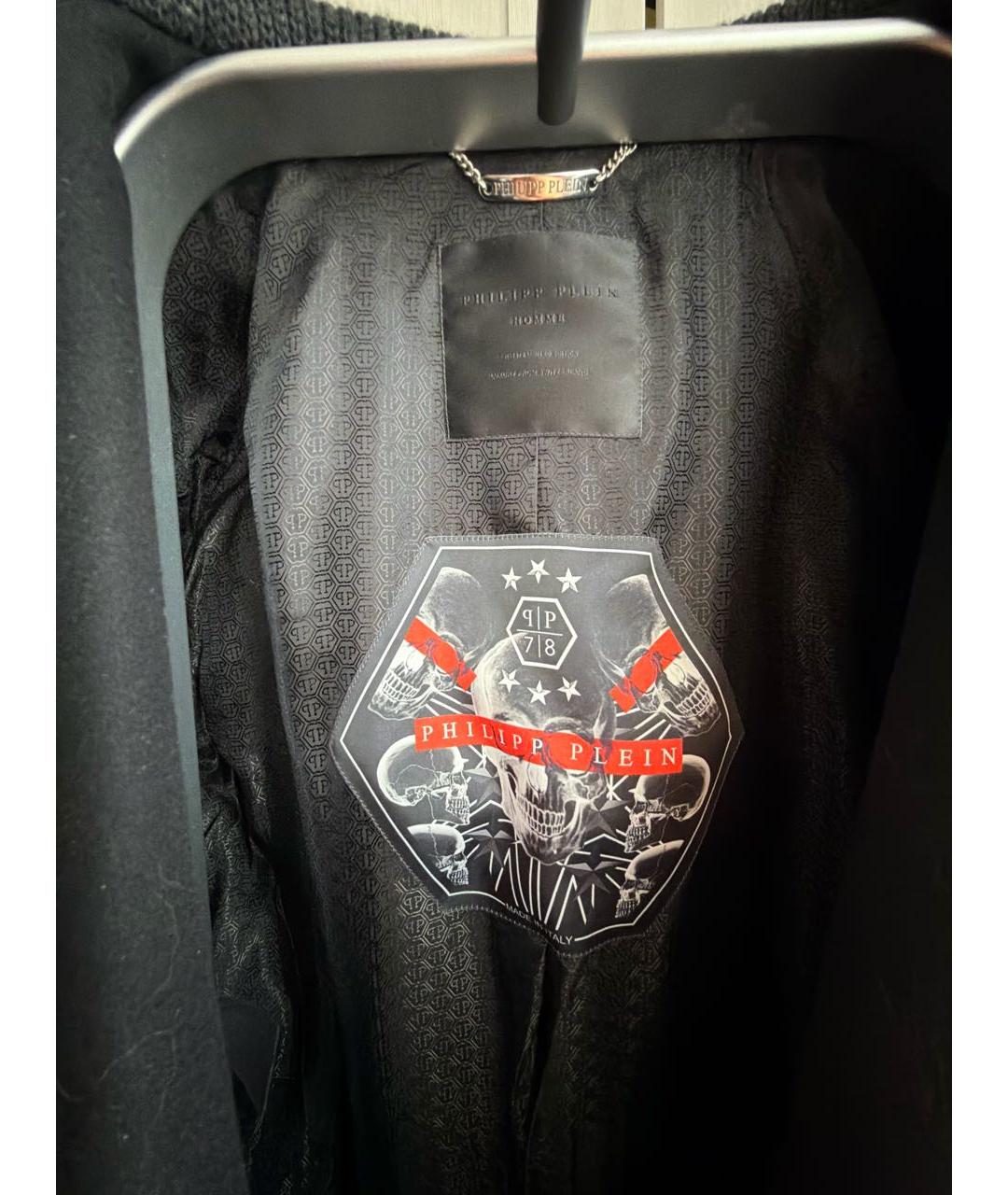 PHILIPP PLEIN Черное шерстяное пальто, фото 3