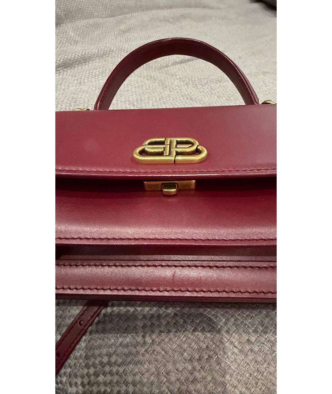 BALENCIAGA Бордовая кожаная сумка с короткими ручками, фото 7