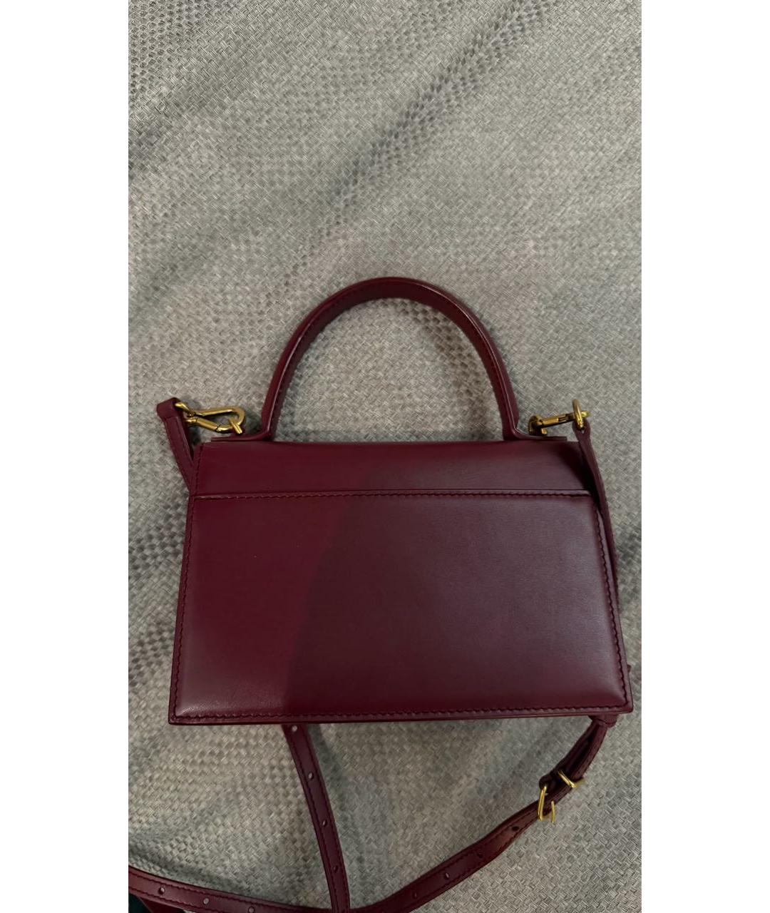 BALENCIAGA Бордовая кожаная сумка с короткими ручками, фото 2