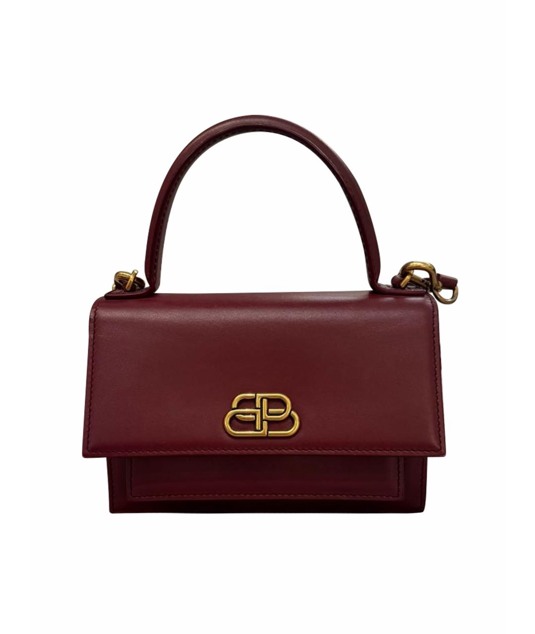 BALENCIAGA Бордовая кожаная сумка с короткими ручками, фото 1