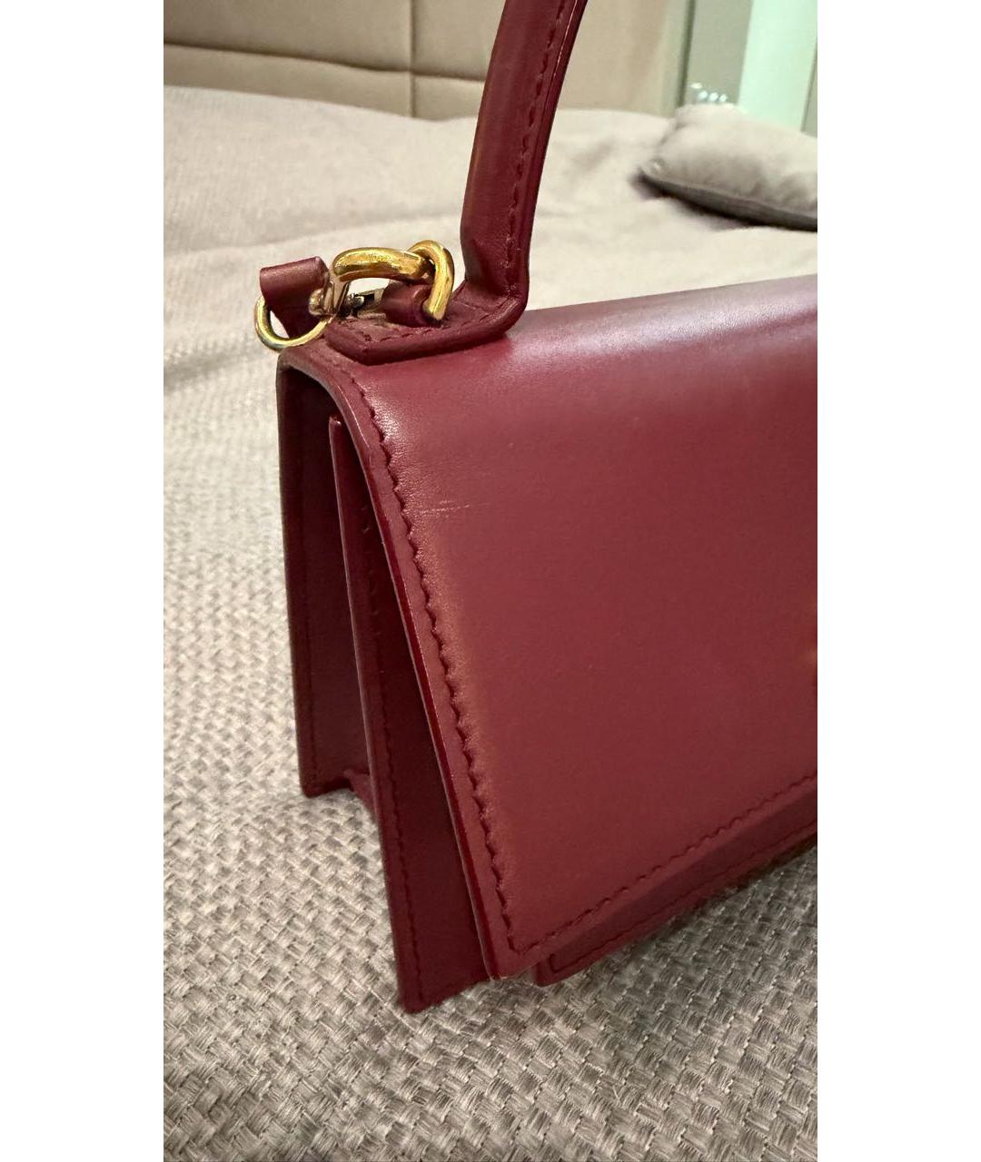 BALENCIAGA Бордовая кожаная сумка с короткими ручками, фото 8