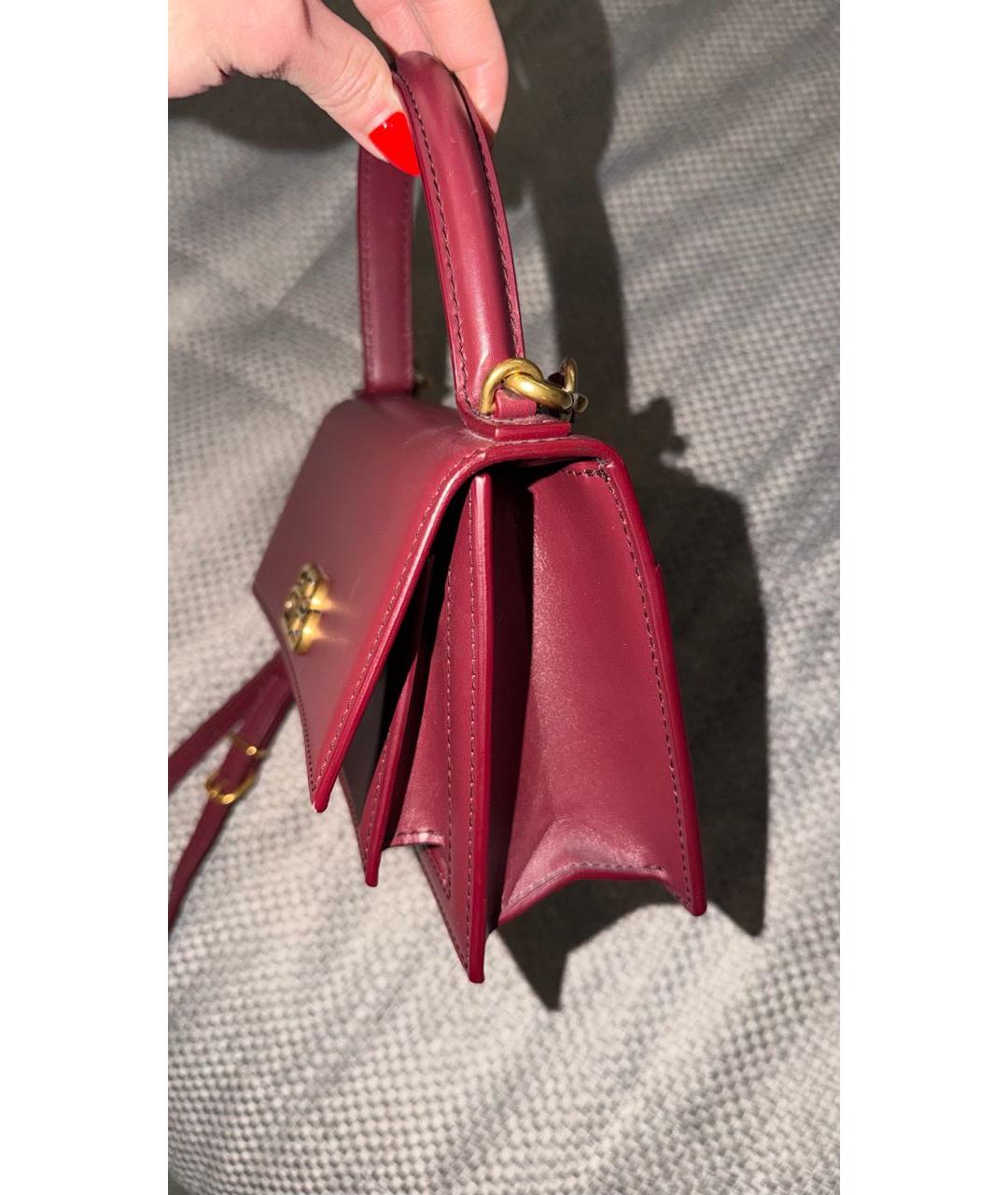 BALENCIAGA Бордовая кожаная сумка с короткими ручками, фото 5
