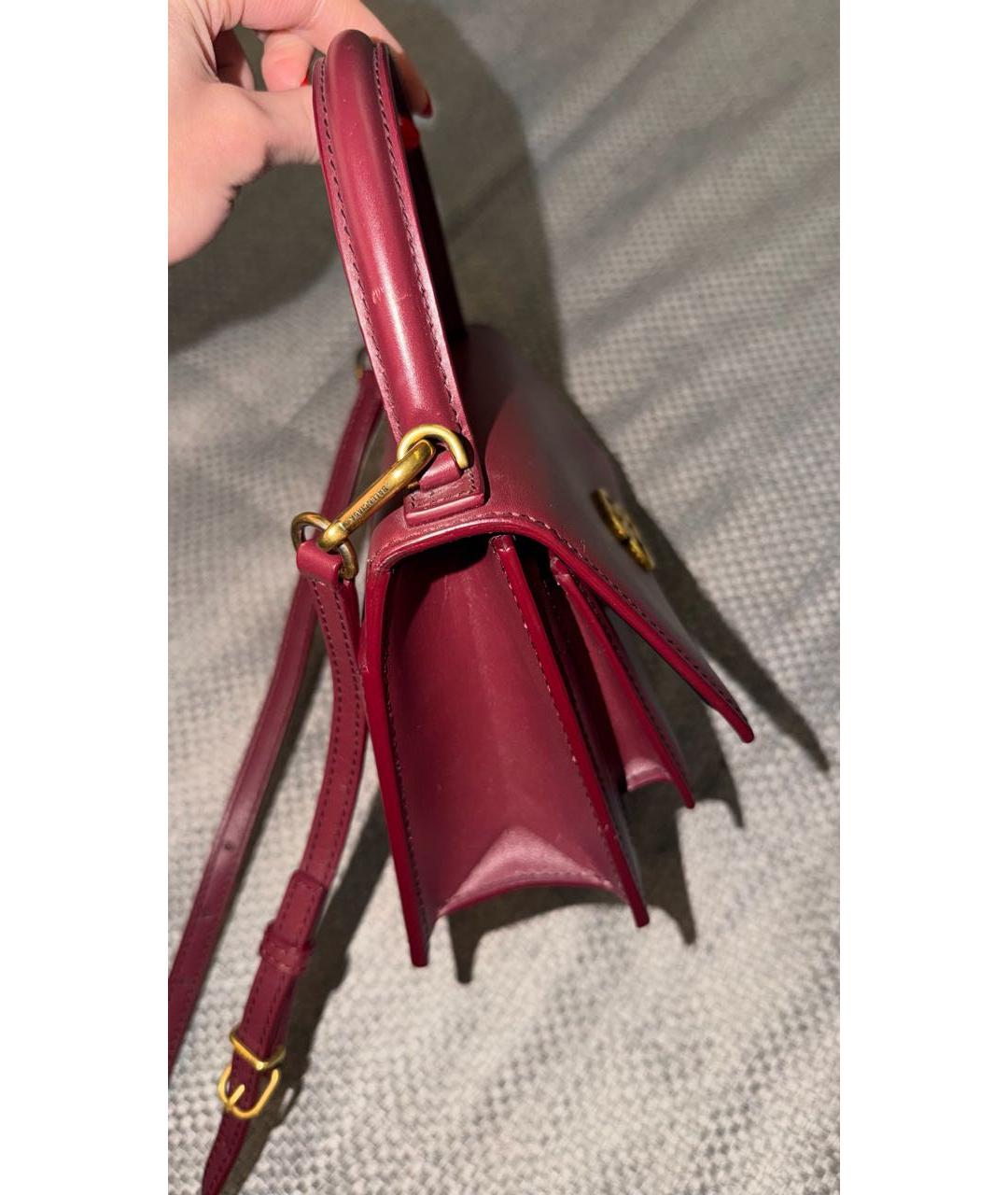 BALENCIAGA Бордовая кожаная сумка с короткими ручками, фото 4