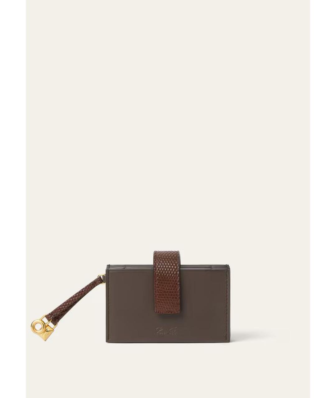 LORO PIANA Коричневый кожаный кардхолдер, фото 5