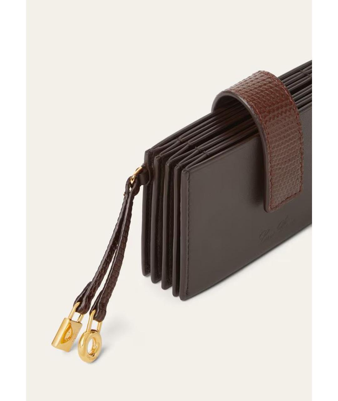 LORO PIANA Коричневый кожаный кардхолдер, фото 4