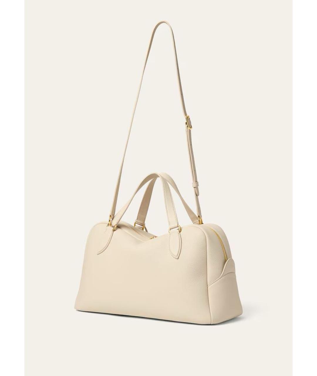 LORO PIANA Бежевая кожаная сумка с короткими ручками, фото 3