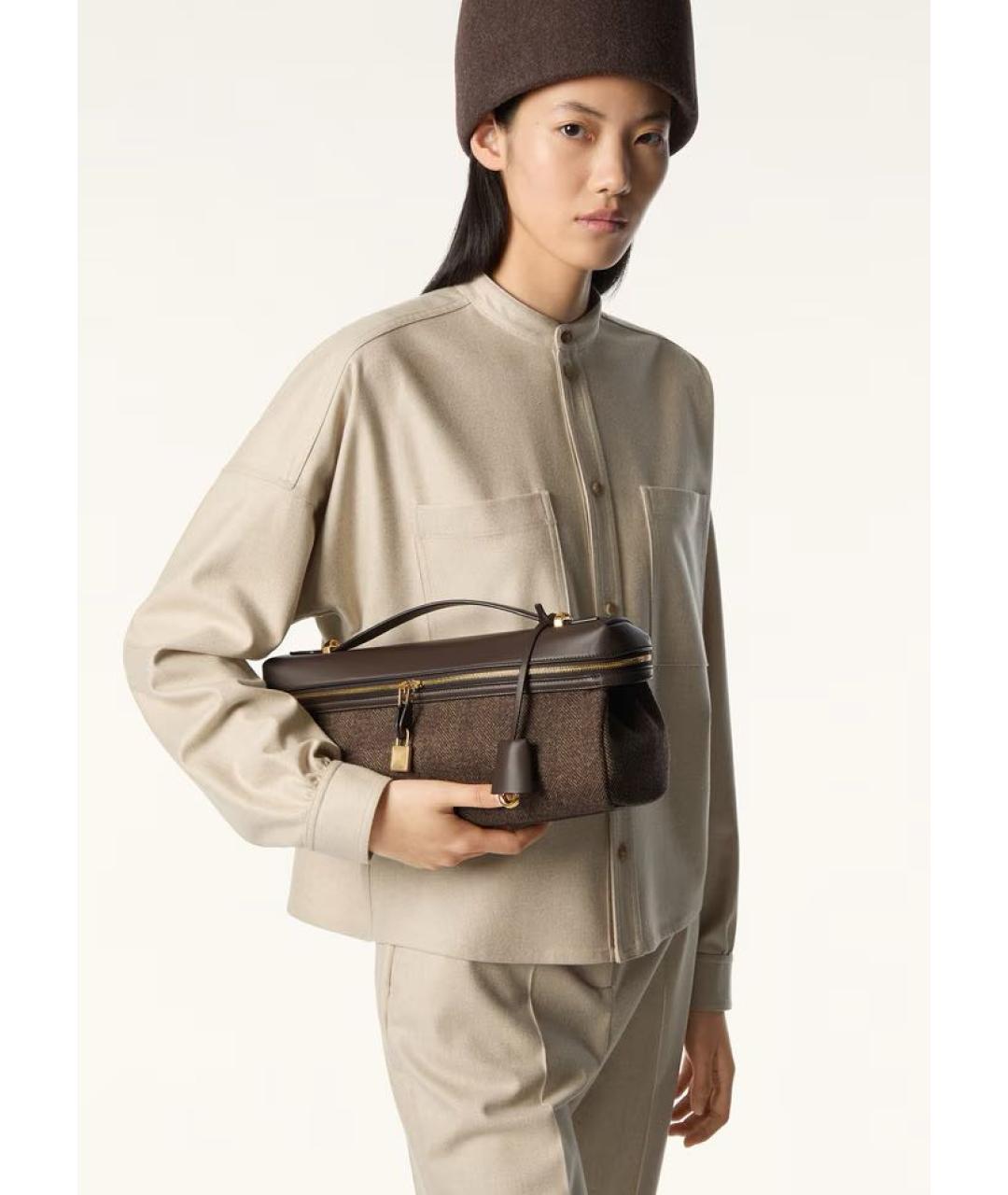 LORO PIANA Коричневая шерстяная сумка с короткими ручками, фото 2