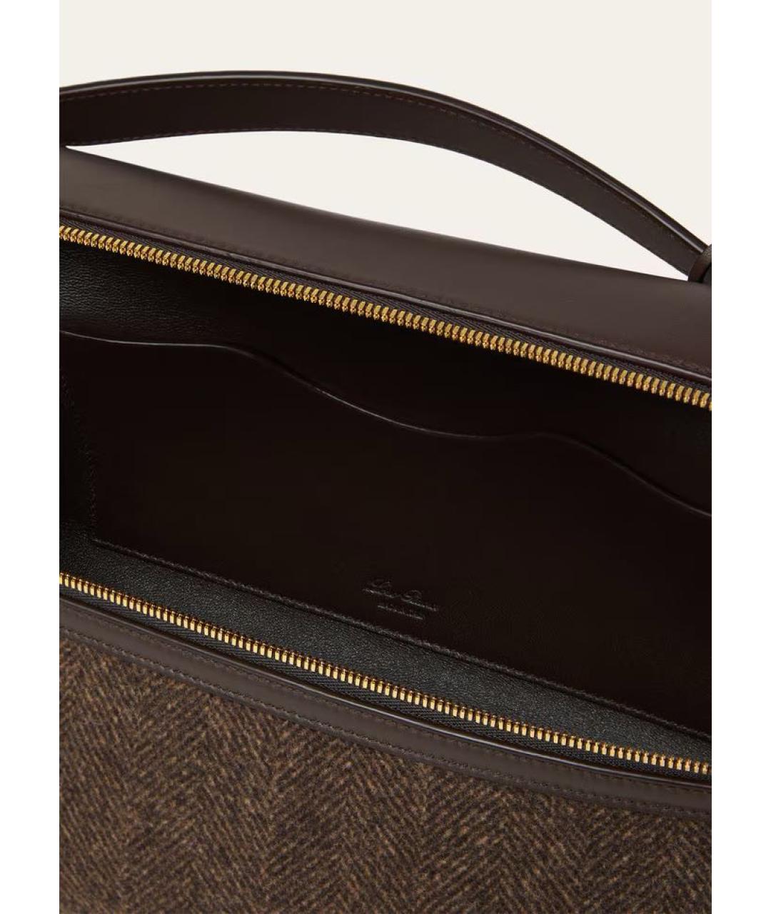 LORO PIANA Коричневая шерстяная сумка с короткими ручками, фото 5