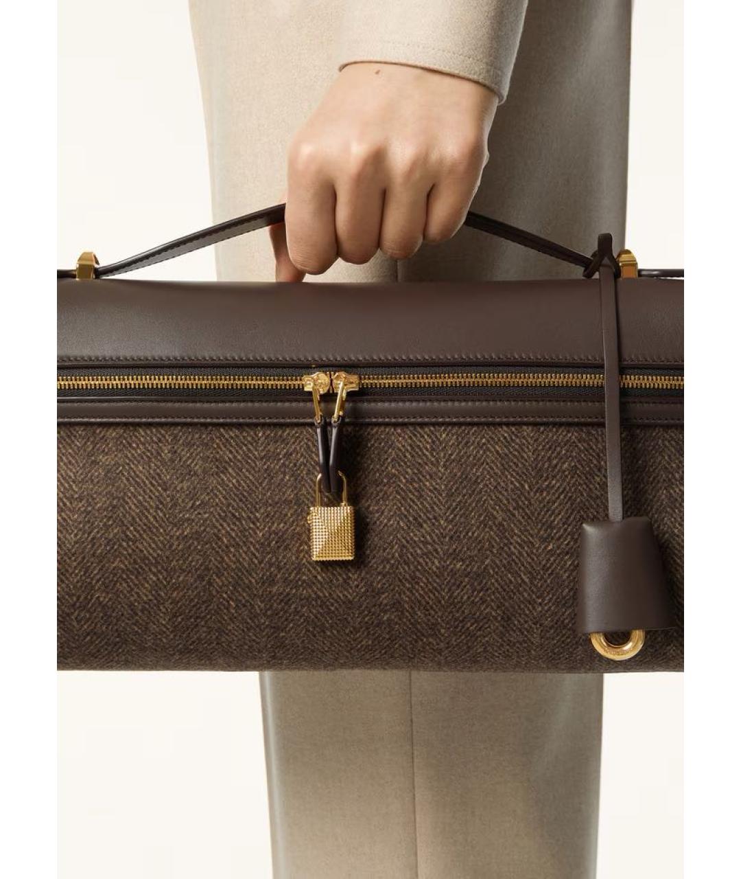 LORO PIANA Коричневая шерстяная сумка с короткими ручками, фото 3