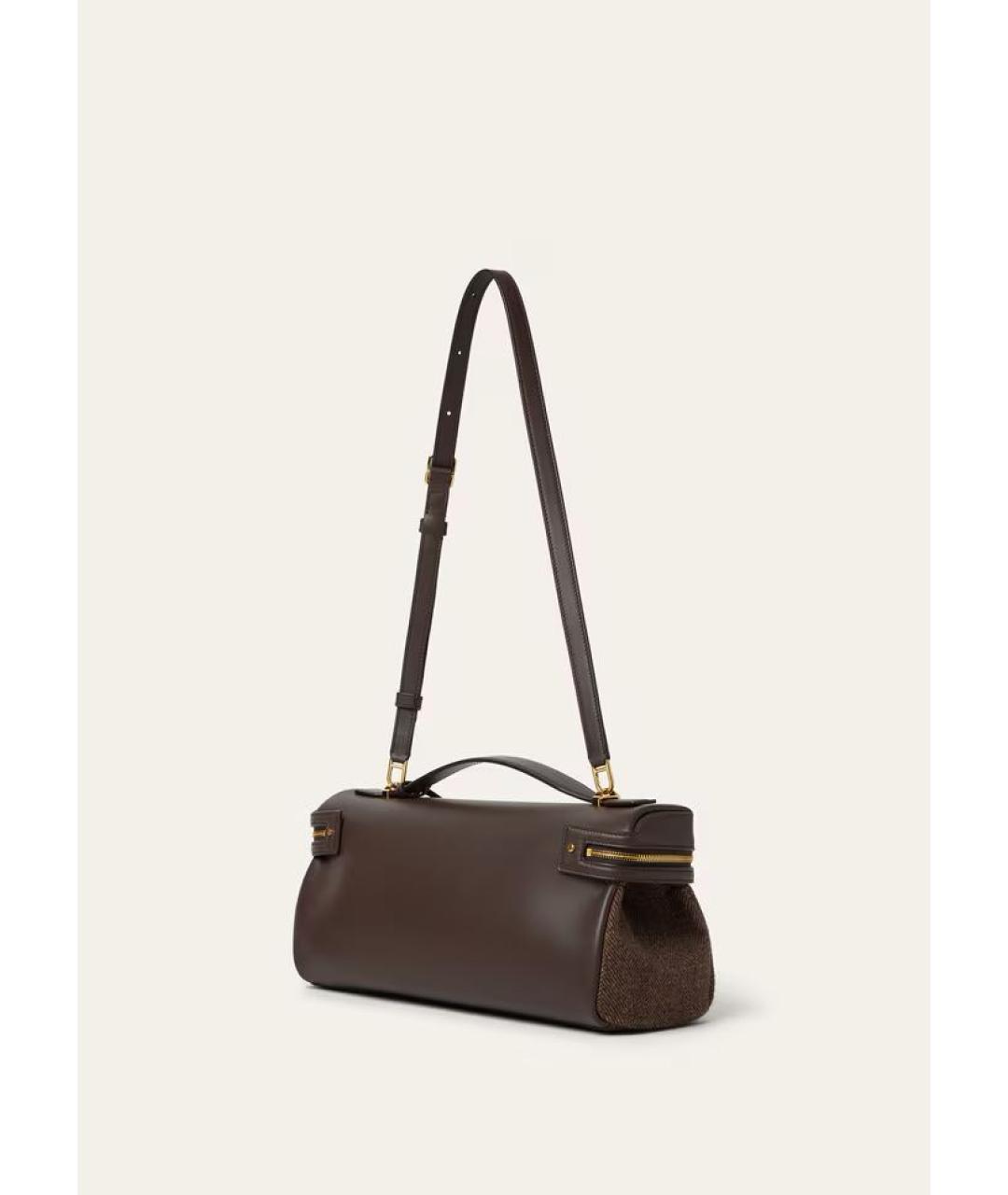 LORO PIANA Коричневая шерстяная сумка с короткими ручками, фото 4