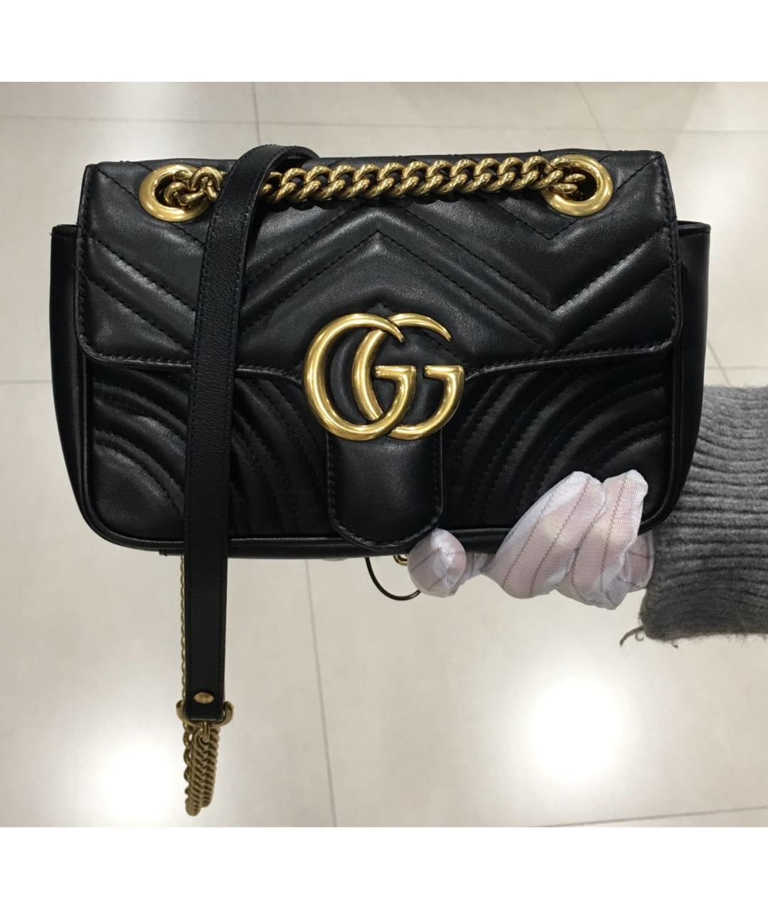 GUCCI Черная кожаная сумка через плечо, фото 2