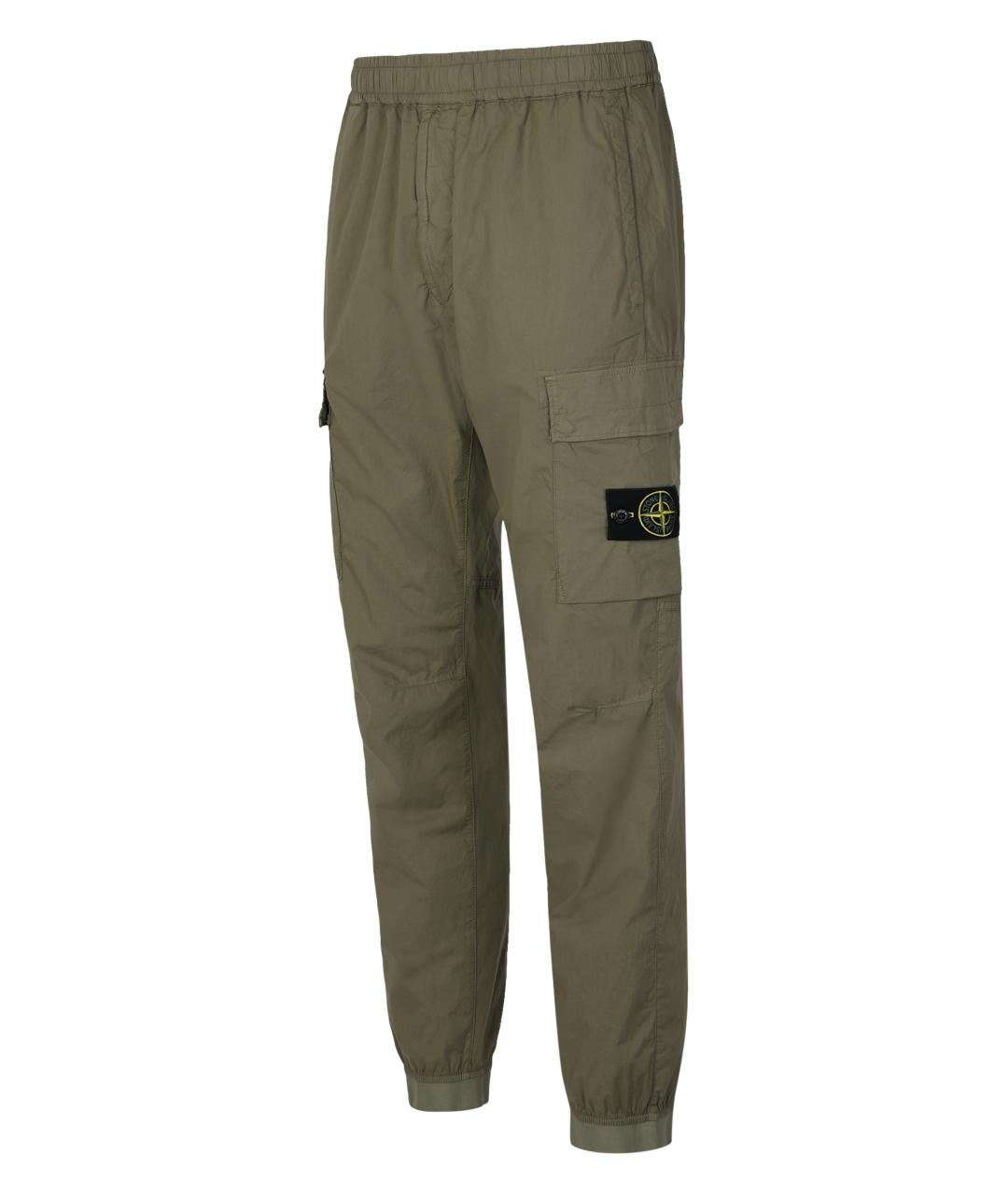 STONE ISLAND Хаки хлопковые повседневные брюки, фото 3