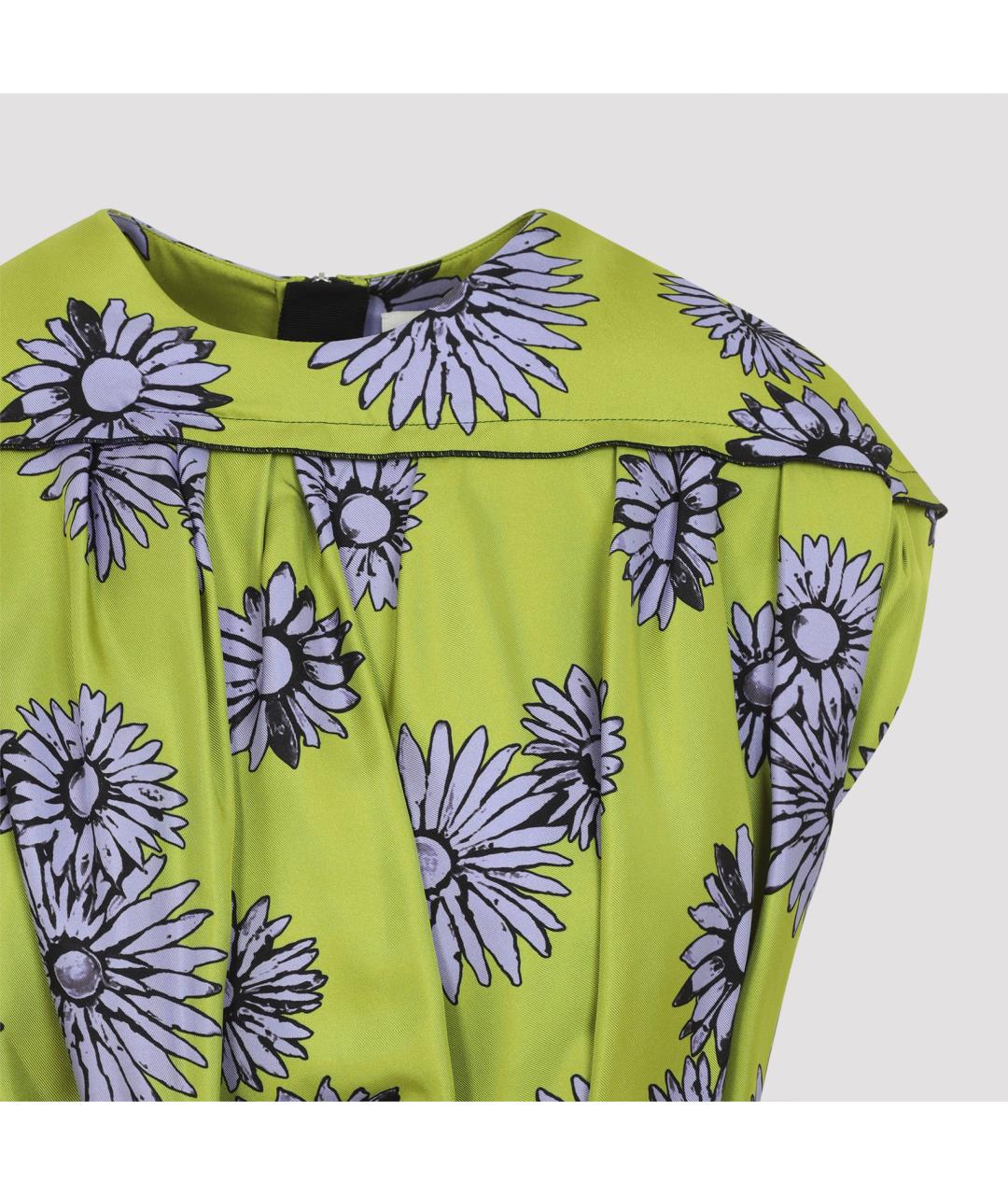 LANVIN Зеленые шелковое повседневное платье, фото 4