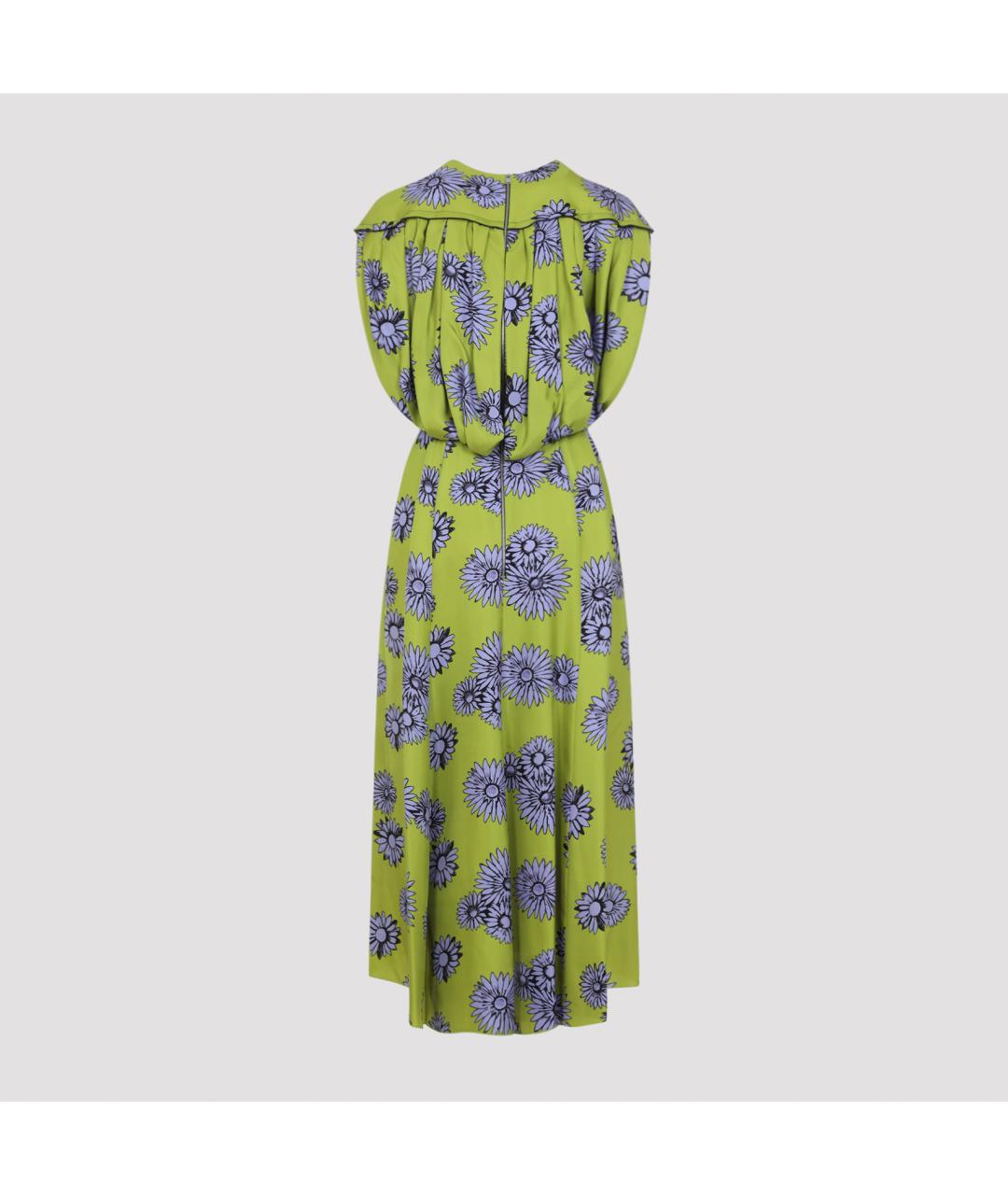 LANVIN Зеленые шелковое повседневное платье, фото 3