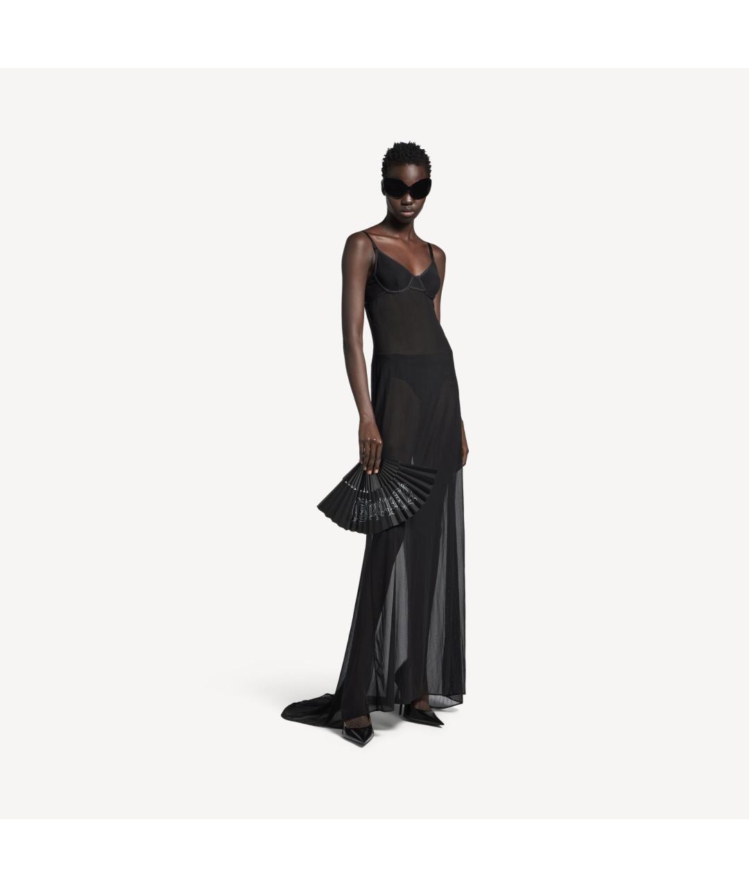 BALENCIAGA Черное полиамидовое вечернее платье, фото 3