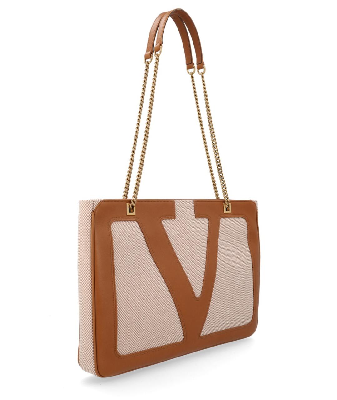 VALENTINO Бежевая жаккардовая сумка тоут, фото 3