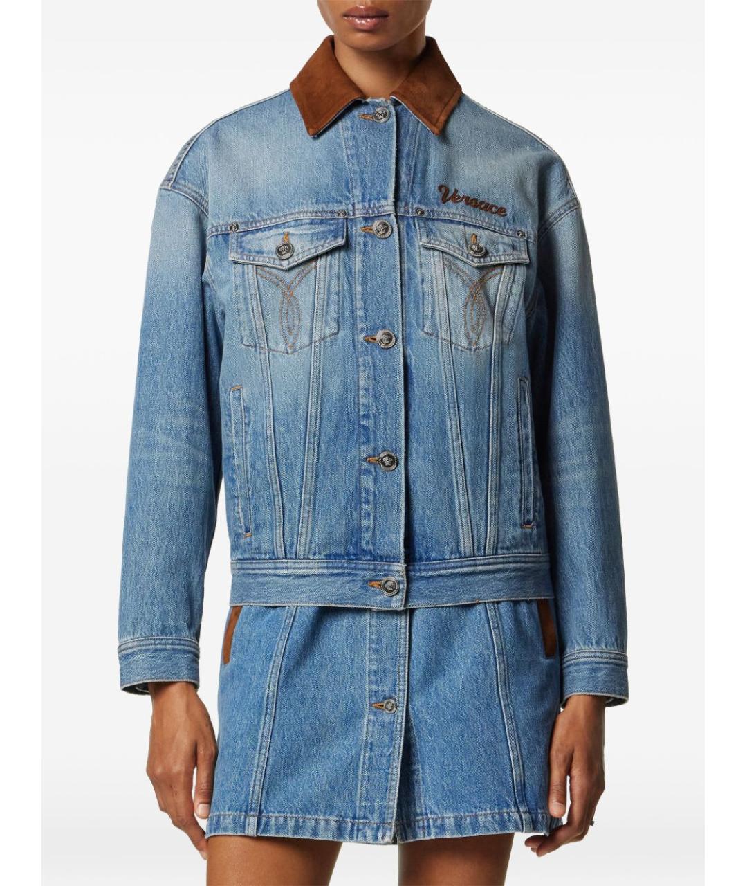 VERSACE Синяя хлопковая куртка, фото 3