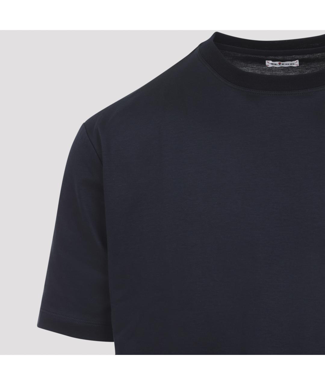 KITON Темно-синяя хлопковая футболка, фото 4