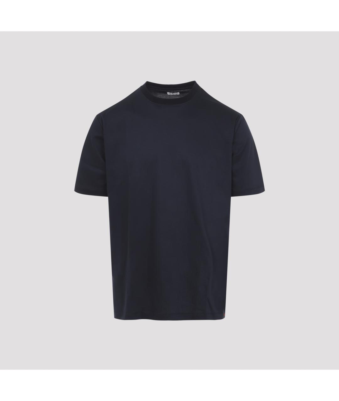 KITON Темно-синяя хлопковая футболка, фото 2