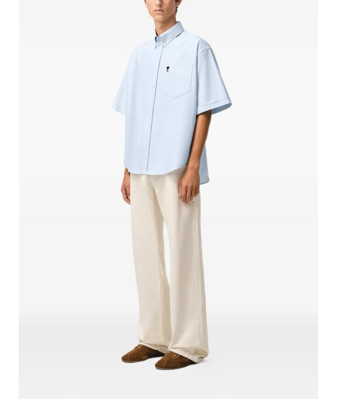 Ami Paris Голубая хлопковая кэжуал рубашка, фото 3