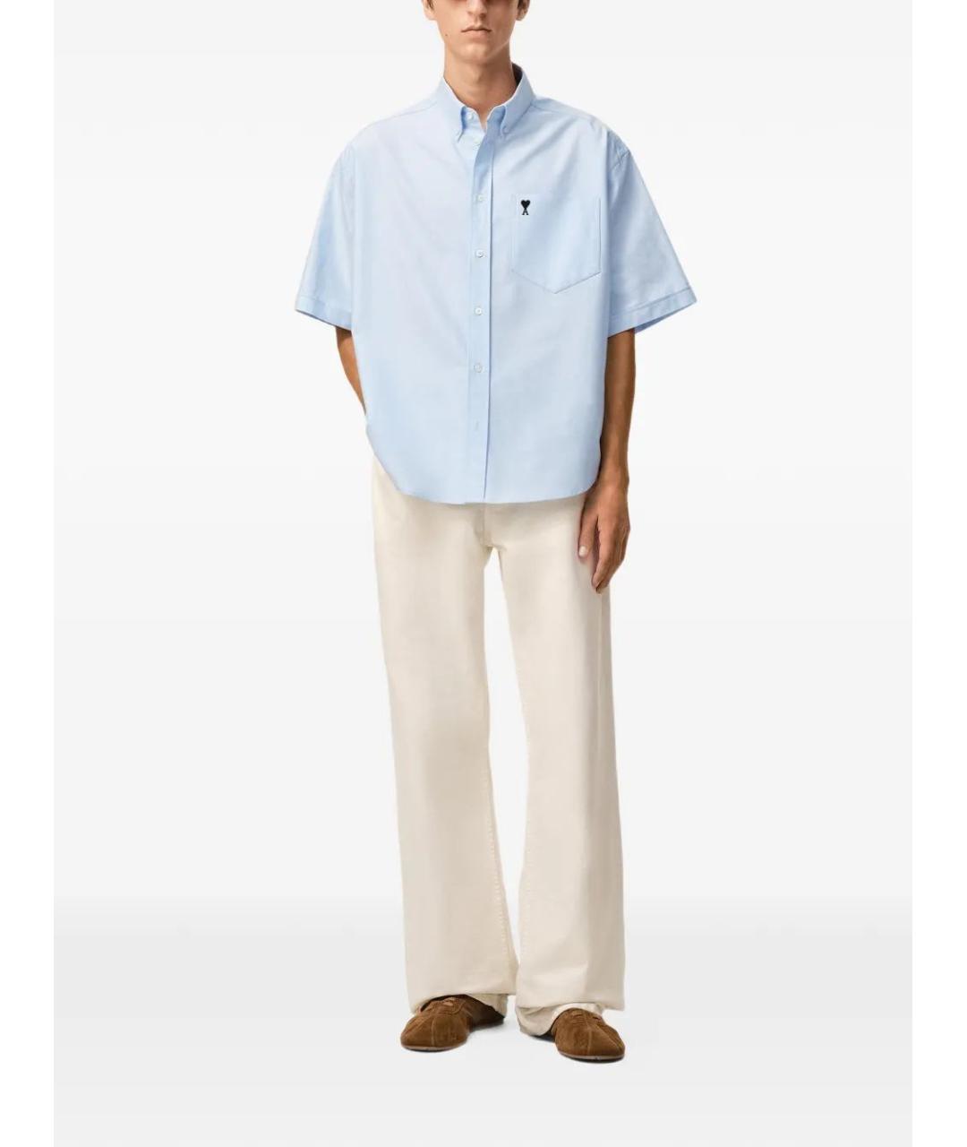 Ami Paris Голубая хлопковая кэжуал рубашка, фото 2