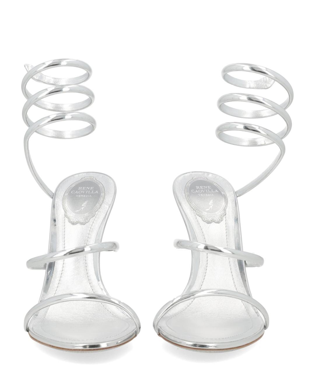 RENE CAOVILLA Серебряные кожаные босоножки, фото 3