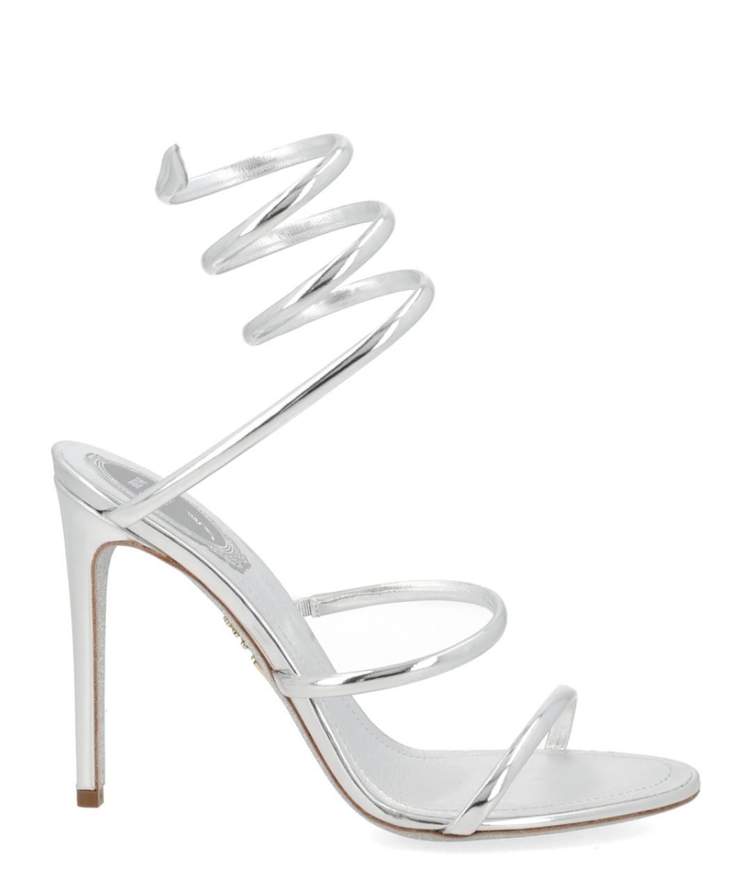 RENE CAOVILLA Серебряные кожаные босоножки, фото 1