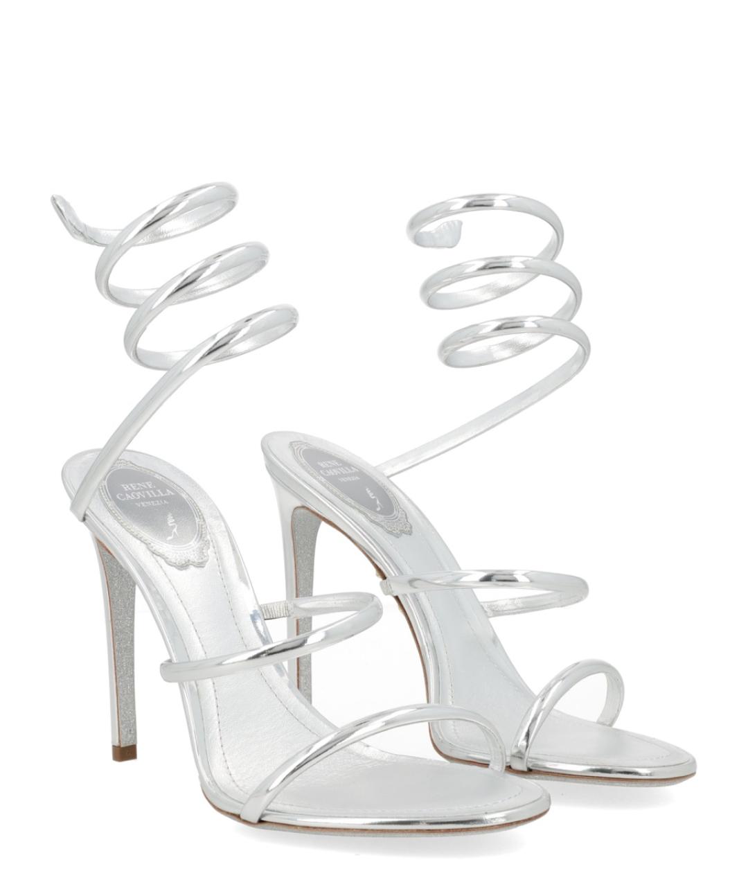 RENE CAOVILLA Серебряные кожаные босоножки, фото 2