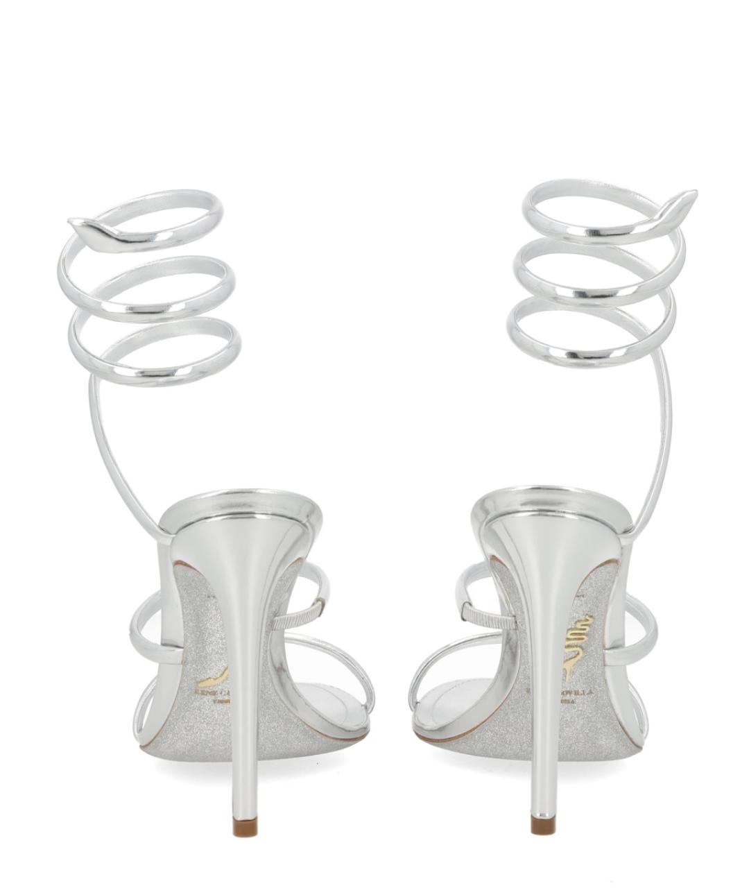 RENE CAOVILLA Серебряные кожаные босоножки, фото 4