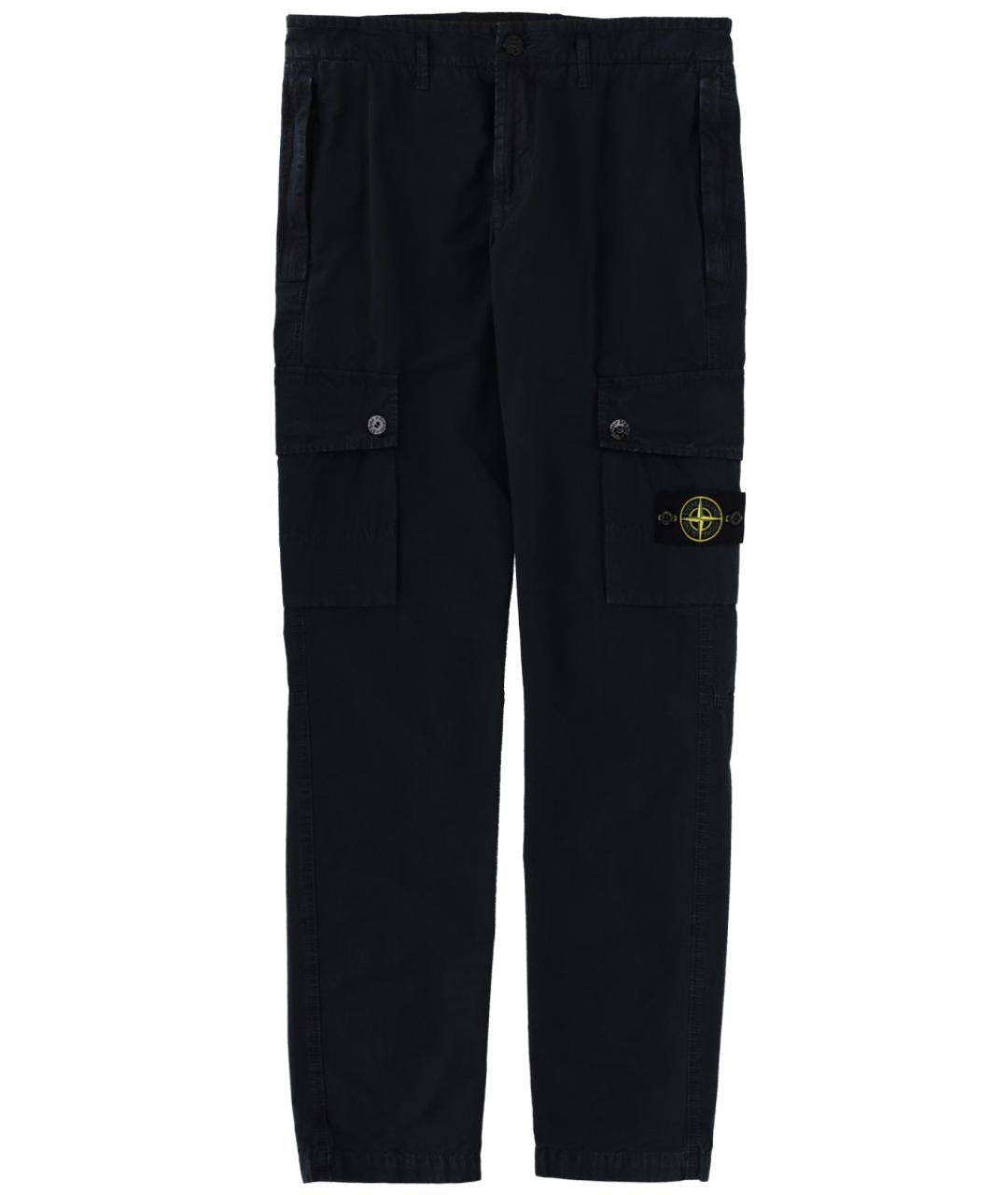 STONE ISLAND Темно-синие хлопковые повседневные брюки, фото 1